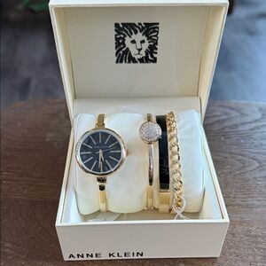 Anne Klein Women's Gold-Tone Alloy Bangle Watch 32mm and Bracelet Set